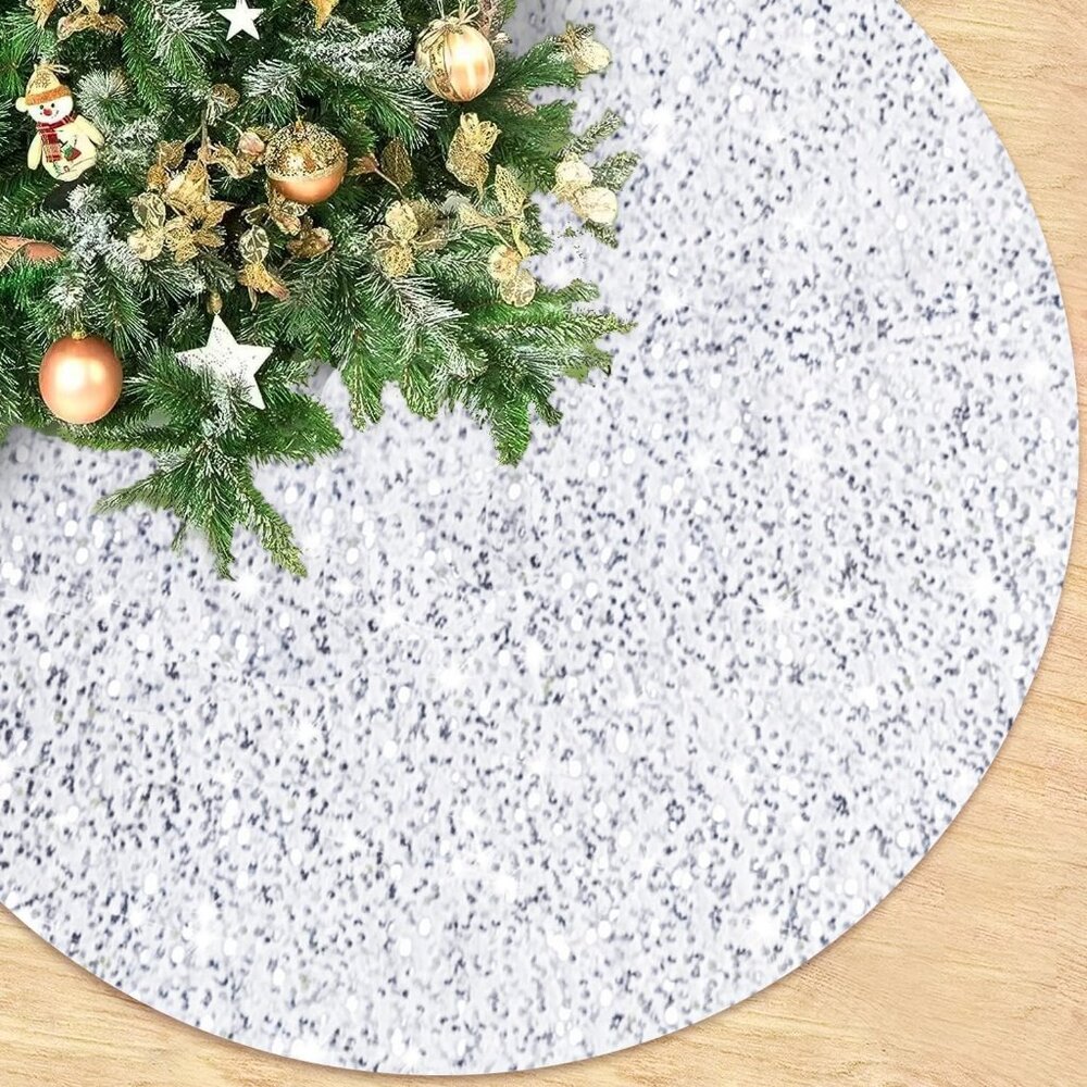 White Sequined Christmas Tree Skirt - 46" - New in Packaging - Winter Holiday
